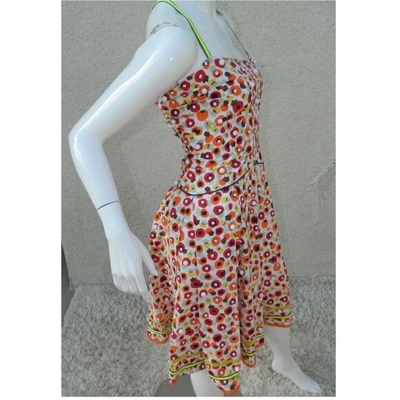 ISABELA CAPETO Dress Orange Beaded Halter Vacation Sundress Criss- Cross Small - Picture 5 of 8